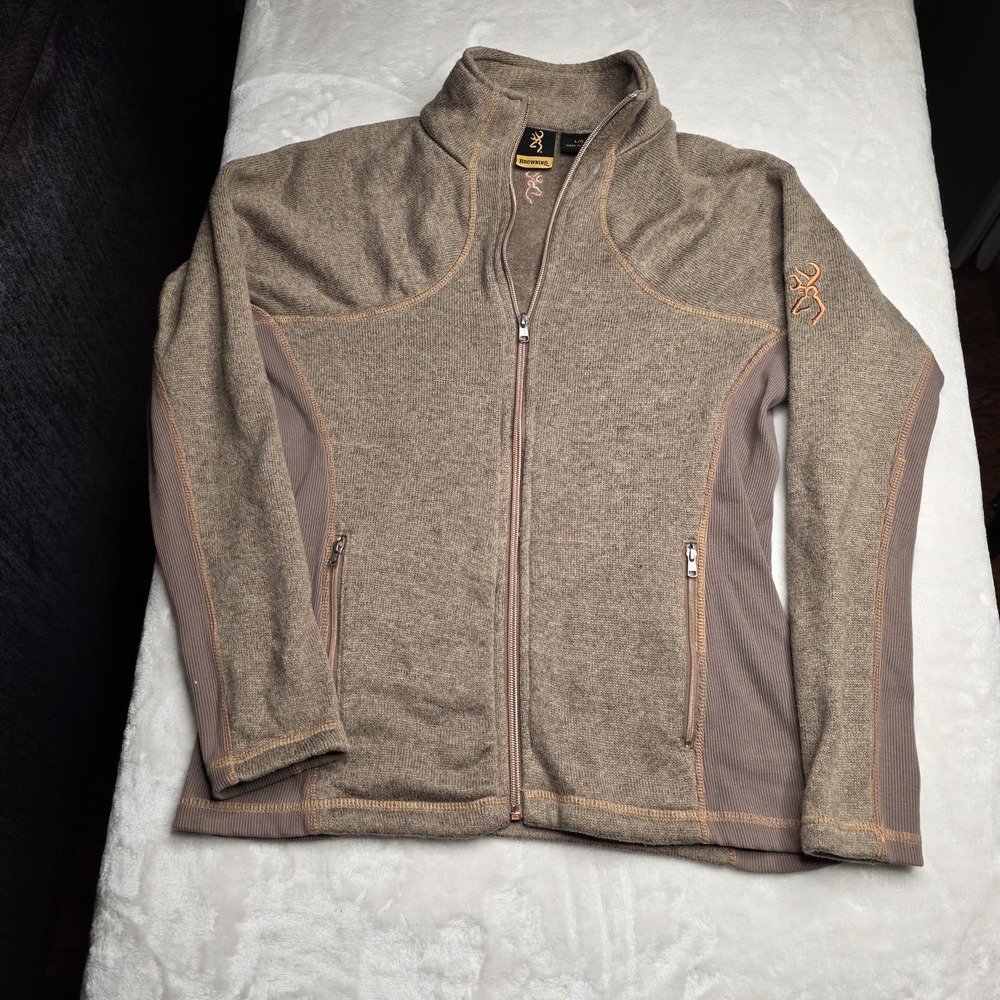 Browning Women's Fleece Full Zip‎ Up Tan Sweater - Size  Large